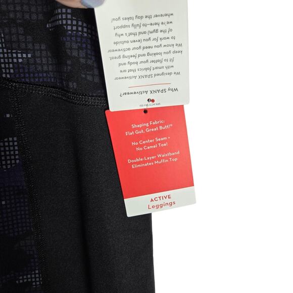 Spanx Booty Boost Leggings Womens 3X NEW Blue Geo Camo Active Compression Long - Picture 3 of 12